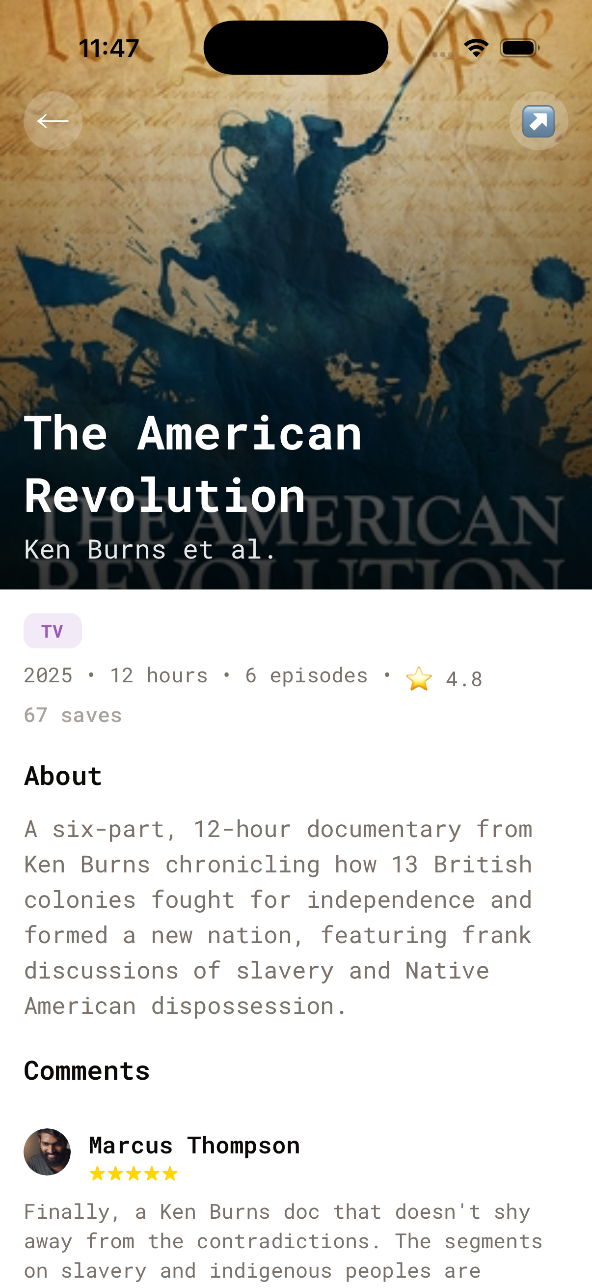 Lister App Interface - Media Card